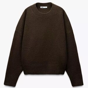 Zara Basic Soft Knit Sweater in Brown